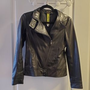 Soia & Kyo Black Leather Motorcycle Jacket XS